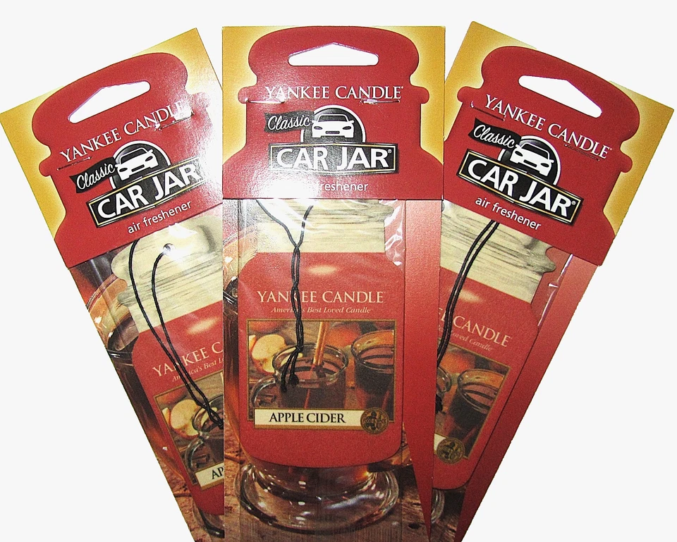 Lot Pack Of 3 Yankee Candle "APPLE CIDER" CAR JAR ~ Air Fresheners ~ RARE ~ NEW - Image 1 of 1