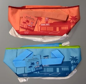 Trader Joe's Mini Thermo Kühltasche Mittagessen 2 Taschen Pfirsich und Blau Neue Farben - Bild 1 von 4