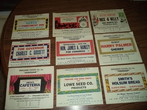 VINTAGE 9 LOT BERCKSHIRE POSTER CO. ADVERTISING , HOLSUM BREAD, LOWE SEED CO. - Picture 1 of 10