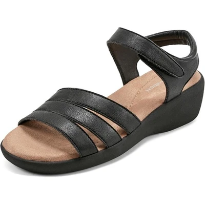 Sandalias de cuña Easy Spirit Kenton3 con correa al tobillo para mujer talla 7,5 M de cuero sintético negro Foto 1 de 4
