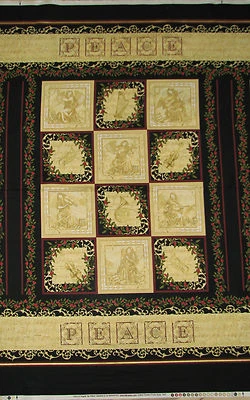 Choir of Angels Musical Religious PEACE Christmas Fabric 23" Panel   #2327 - Image 1 of 4