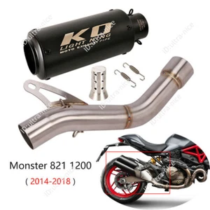 For Ducati Monster 1200 821 2014-2018 Mid Exhaust Pipe Slip On 51mm Muffler Pipe - Picture 1 of 10