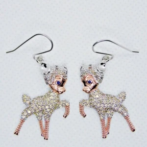 Songea Saphir Ohrringe BAMBI REH 925 Silber 585 Bicolor vergoldet 42 x 18 mm - Bild 1 von 4