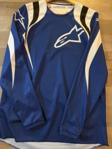 Alpinestars Fluid Graphite Jersey Blue White Black Size Medium - Picture 1 of 3