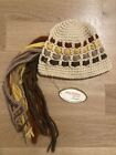 NWT Vintage Four Seasons Club Wool Crochet Fringed Beanie Hat Cap Womens Italy