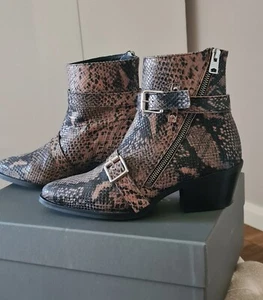 All Saints Leather Lior Snake Print Boots Nude UK 6 EU 39. rrp £248 - Picture 1 of 10