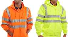 Beeswift High Visibility Safety Hooded Sweatshirt Full Zipped Orange or Yellow