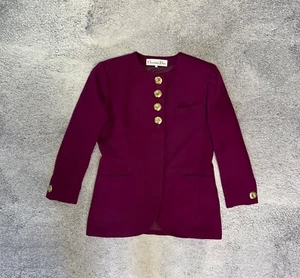 Christian Dior Women’s Blazer Jacket L Purple Bordeaux Gold Buttons Rare - Picture 1 of 12