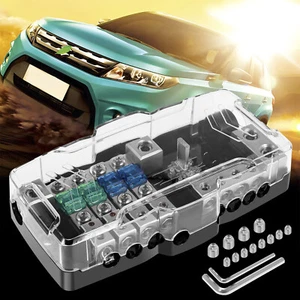 4 Way Power Distribution Block Zinc Alloy Car Audio Fuse Block with 6 MIDI - Picture 1 of 11