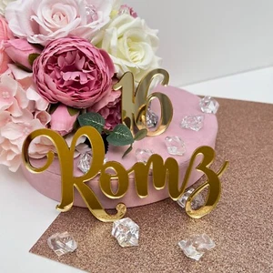 Personalisierter Acryl Tortenaufleger 1 Wort + Zahl 3" 4" 5" 6" Neue Schriftart B - Bild 1 von 6