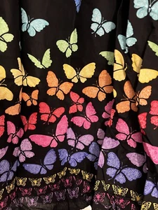 Smocked Cotton Sundress Fabric Black With Butterflies 28” Long top/hem One Yard - Picture 1 of 5