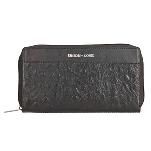 Women's Wallet Black Genuine Leather Ostrich Embossed W/ RFID by Union Code NEW - Bild 1 von 6
