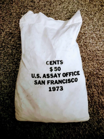 $50- 1973-S- San Francisco  Sealed- Mint Bag-  BU!- Lincoln Cents-   5,000 Coins Cover