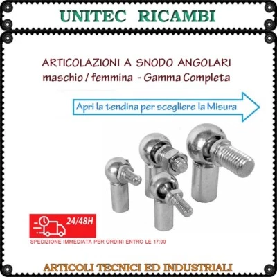 Articolazione a snodo angolare zincata maschio femmina dx sx gamma completa - Immagine 1 di 2