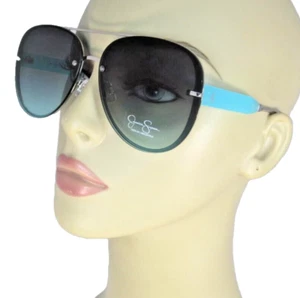 JESSICA SIMPSON Womens Silver & Aqua Teardrop Aviator Sunglasses J6354-SLVAQ - Picture 1 of 9