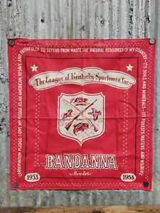 Vtg 1958 The League Of Kentucky Sportsmen Red Bandanna Member Hunting Fishing - Picture 1 of 8