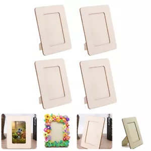 4 Pcs Clay Photo Frame Blank Wood Wooden Frames for Crafts Child - Picture 1 of 12