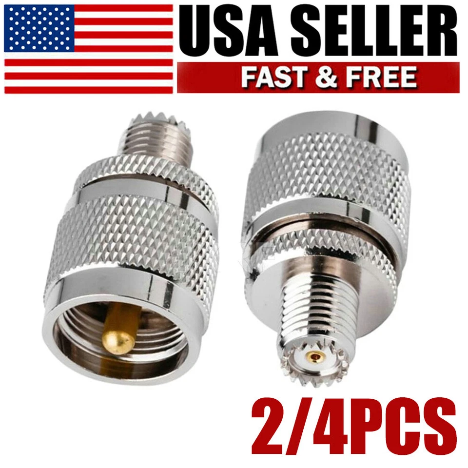 UHF PL-259 Male to Mini-UHF Female RF Ham Radio Antenna Coax Adapter Connector - Image 1 of 2