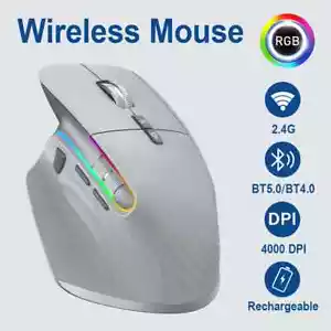 Multi-Device Wireless Mouse Bluetooth 5.0 & 3.0Mouse 2.4G Wireless Optical Mouse - Picture 1 of 26