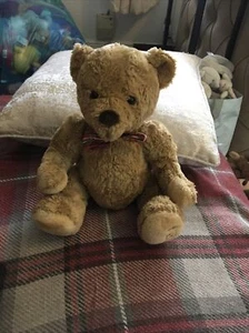 Oso de peluche de colección para el cuidado de la madre marrón felpa tartán arco juguete suave 10" retirado - Imagen 1 de 5