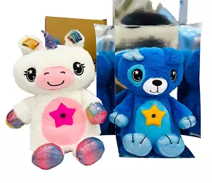 Star Belly Dream Lites Blue Puppy & White Unicorn Night Light Set - Easter Gift - Picture 1 of 2