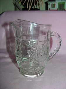 Anchor Hocking Vintage Small Clear Glass Pitcher - Star of David Design - Picture 1 of 6