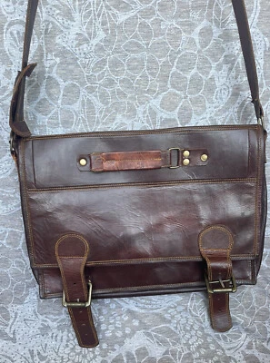 VTG 80s Great Seal Of The State Of Oklahoma 1907 Leather Crossbody Messenger Bag - Image 1 of 4