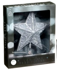 Christmas Cool White Led Star Tree Topper Ideal For Xmas Tree Decoration- Silver - Picture 1 of 4