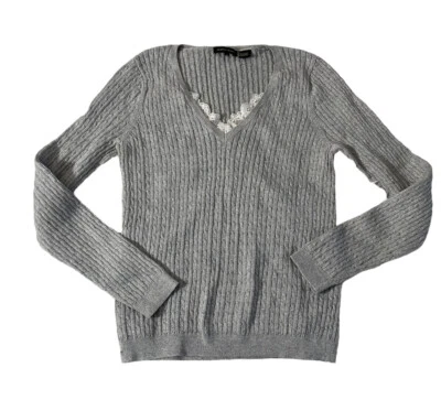 Suéter Metálico Manga Larga Diseño Tejido Gris Jeanne Pierre Para Mujer Talla Mediana Foto 1 de 4