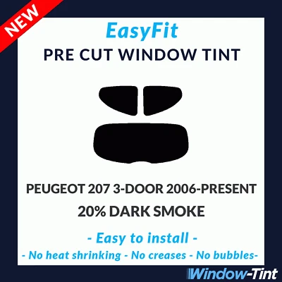 EasyFit Static Pre Cut Tint For Peugeot 207 3-door 2006-present - 20% Dark Rear - Image 1 of 3
