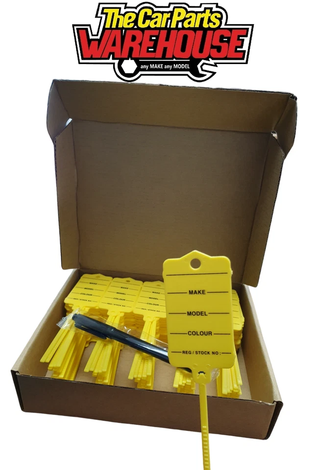 YELLOW Plastic Key Tags x 200 Workshop Garage Self Locking Car Bike Sales - Image 1 of 1