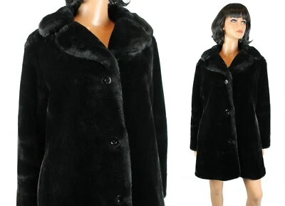 Abrigo de piel sintética talla L XL blanco negro chaqueta de felpa súper suave hasta el muslo Foto 1 de 4