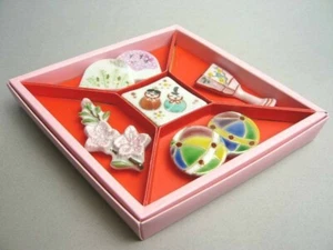 Hashioki Japanese Chopstick rest Kyo Kiyomizu yaki Christmas of Kyoto set of 5 - Picture 1 of 6
