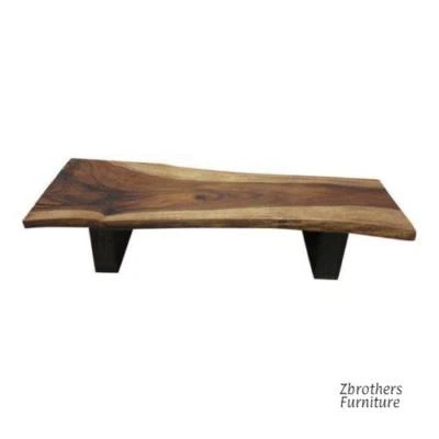 Vintage Custom Made Huge Free Form live Edge Walnut Steel Coffee Reclaimed Table - Image 1 of 4