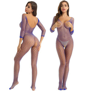 Sexy Womens Sheer Fishnet Bodysuit Catsuit Jumpsuit  Rompers Lingerie Nightwear