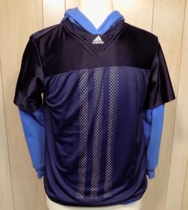 Adidas Men's Pullover Hoodie Sweatshirt Size L Mesh Overlay Blue - Picture 1 of 5