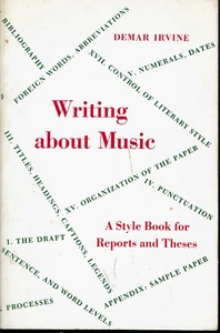 Writing About Music Style Book Irvine 1982 Reference  - Bild 1 von 1