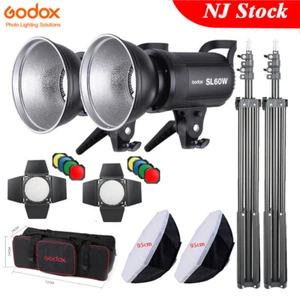 Luce continua video LED US 2 * Godox SL-60W + supporto softbox porta fienile + custodia - Foto 1 di 10