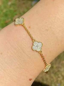 3Ct Round Cut Lab Created Diamond Women's Bracelet 14K 2 Tone Gold Plated Silver - Picture 1 of 6