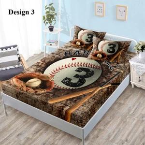 Sports American Football Baseball Mattress Protector Cover Fitted Sheet Set Gift - Picture 1 of 27