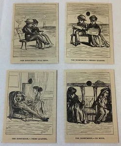 set di quattro incisioni riviste 1879 ~ LA LUNA DI MIELE NEL TEMPO - Foto 1 di 1