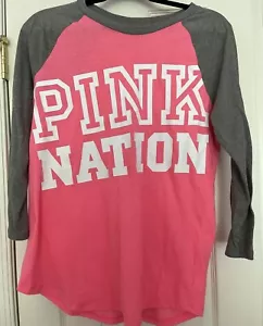Victoria's Secret PINK ""Pink Nation"" rosa & grau - Langarmshirt Oberteil - mittel - Bild 1 von 5