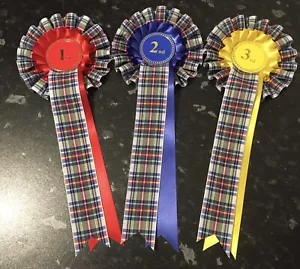 Tartan 2-stufige Rosetten 1.-3., 1.-4., 1.-5., 1.-6. in Qualitätsband. - Bild 1 von 10