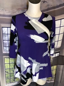 Alfani PP NWT Petite Printed Splash Dance Tunic Top PURPLE Petpet $65 - Picture 1 of 11