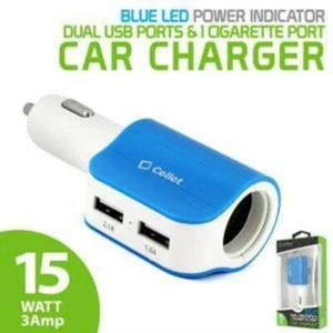 NEW Celllet 15W Dual USB + Cigarette Lighter Car Charger (3A) - Picture 1 of 8
