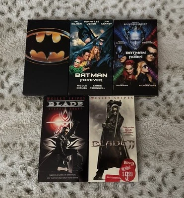 Batman And Blade VHS Lot 1989 Batman, 1995 Batman Forever, 1997 Batman & Robin. - Image 1 of 4