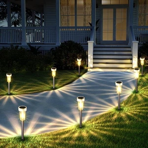 Solar Lights Outdoor Waterproof, 8 Pack Stainless Steel Solar Pathway Lights ... - Picture 1 of 8