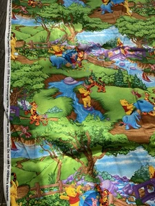 Disney Cotton Quilt VTG Winnie the Pooh Baby Tigger Piglet Kid Scenic 1 3/4 Yard - Picture 1 of 3