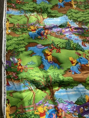 Disney Cotton Quilt VTG Winnie the Pooh Baby Tigger Piglet Kid Scenic 1 3/4 Yard - Image 1 of 3