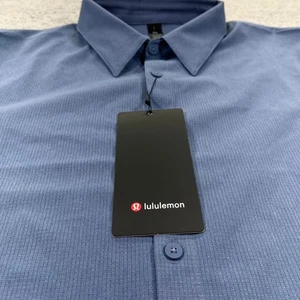 Lululemon Shirt Men Large Blue Airing Easy Woven Stretch Button Down Long Sleeve - Picture 1 of 11